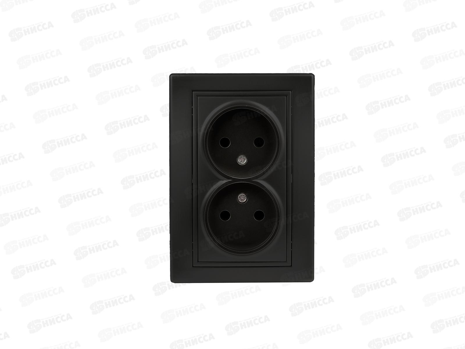 Розетка INTRO Plano cкрытой установки двойная, 16А-250В, IP20, антрацит, 1-204-05