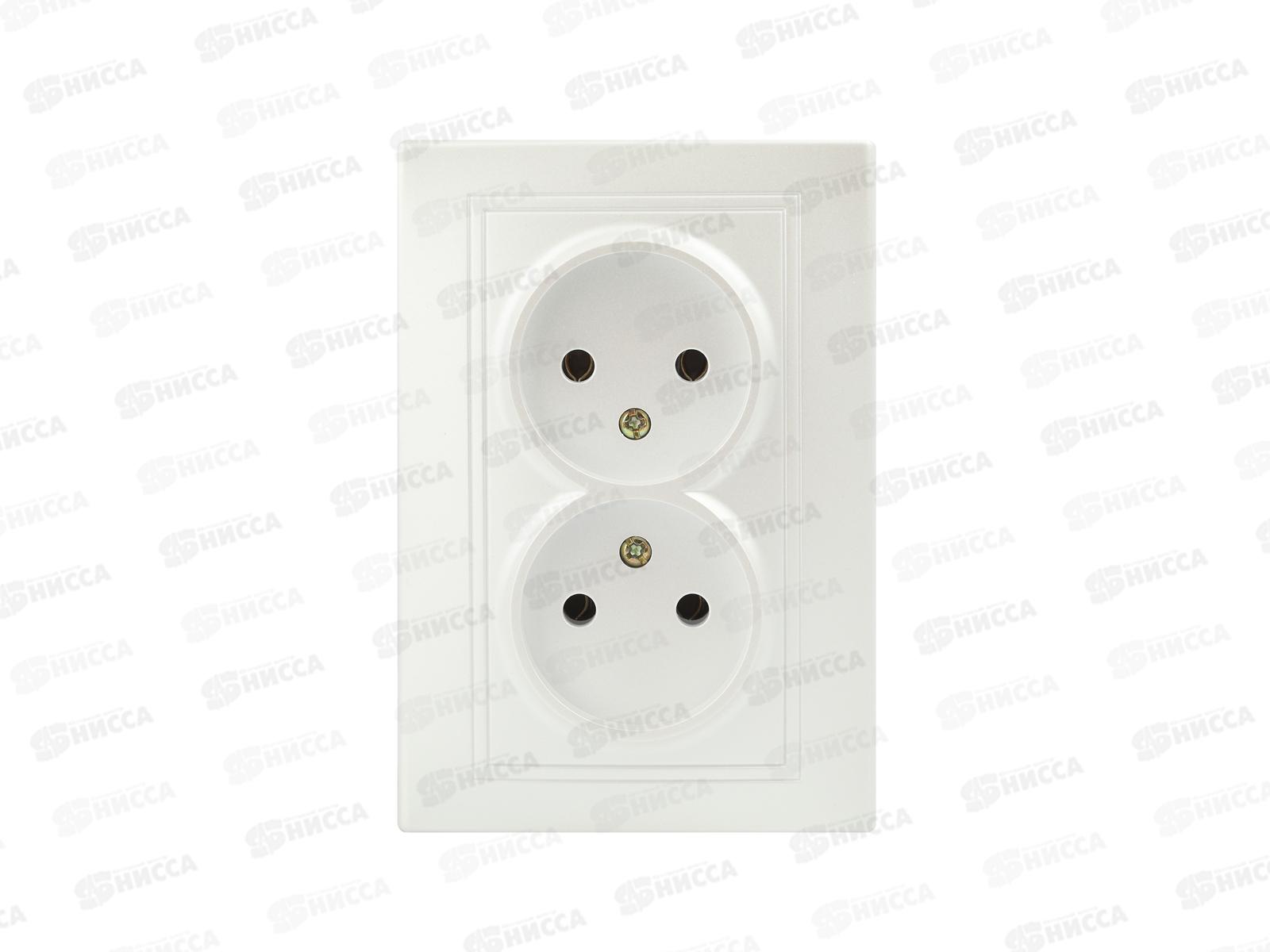 Розетка INTRO Plano cкрытой установки двойная, 16А-250В, IP20, перламутр, 1-204-06