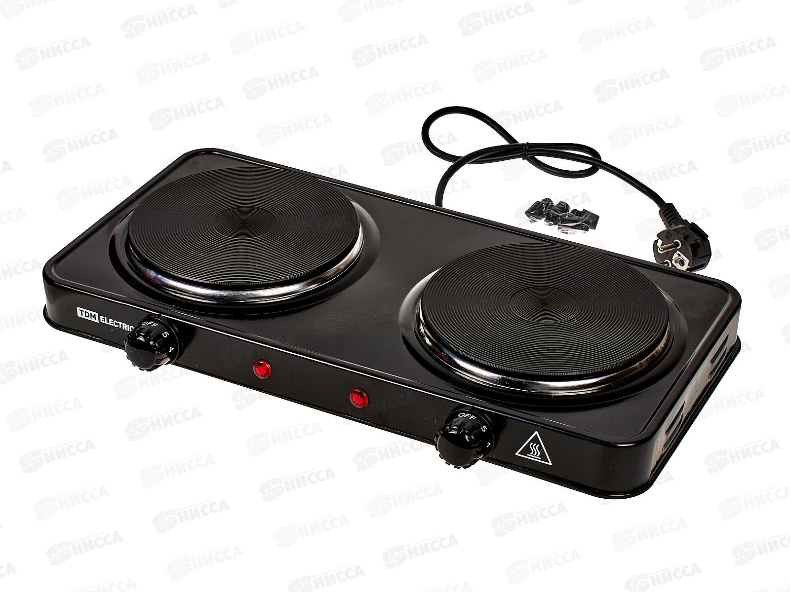 Электроплитка двухконфорная ЭПД2 230 В, 2х1 кВт, диск, черная, TDM, 0010