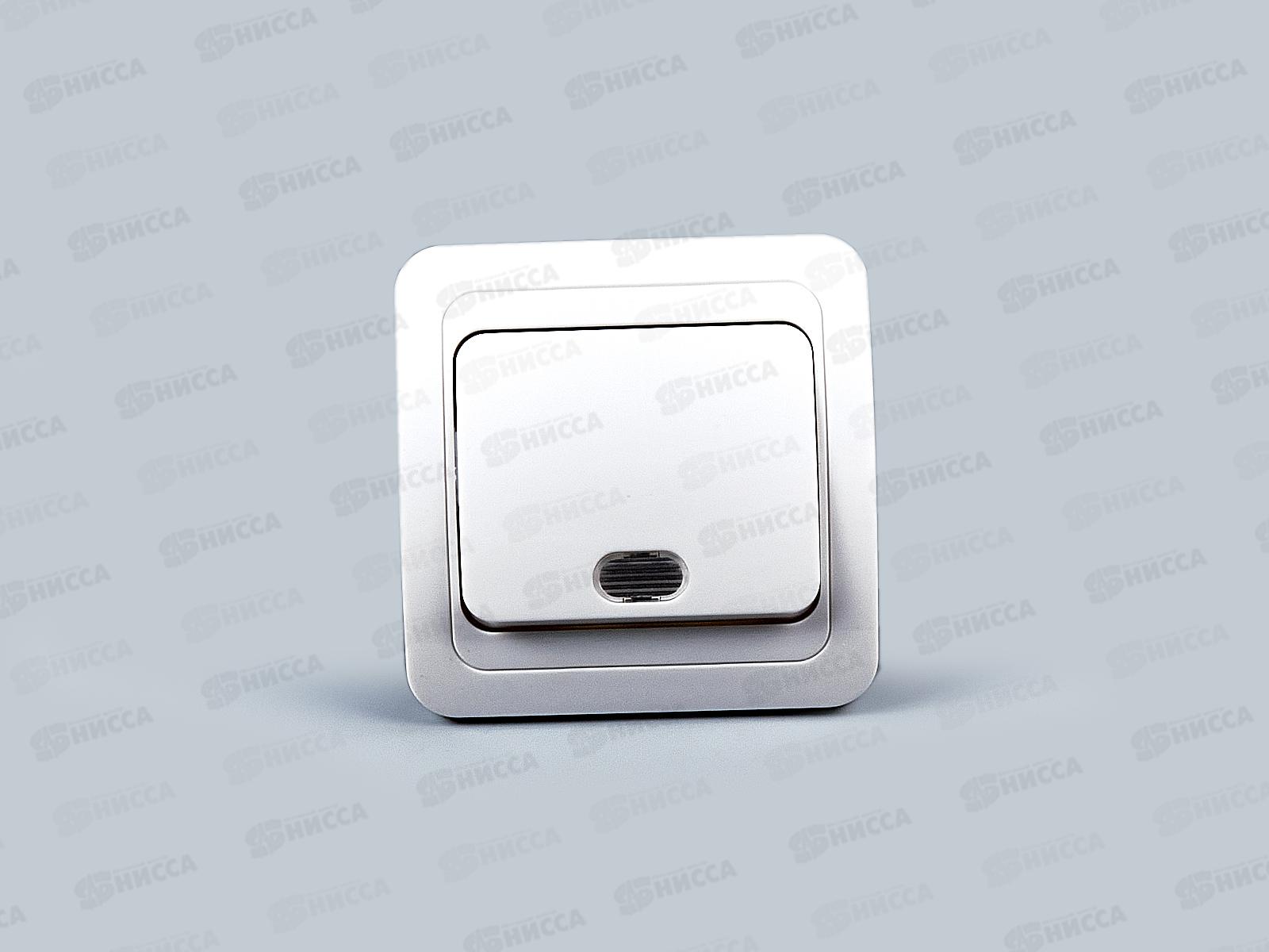 Выключатель скрытой установки 1клавиша Прогресс SLIM, с подсветкой, белый *10/200