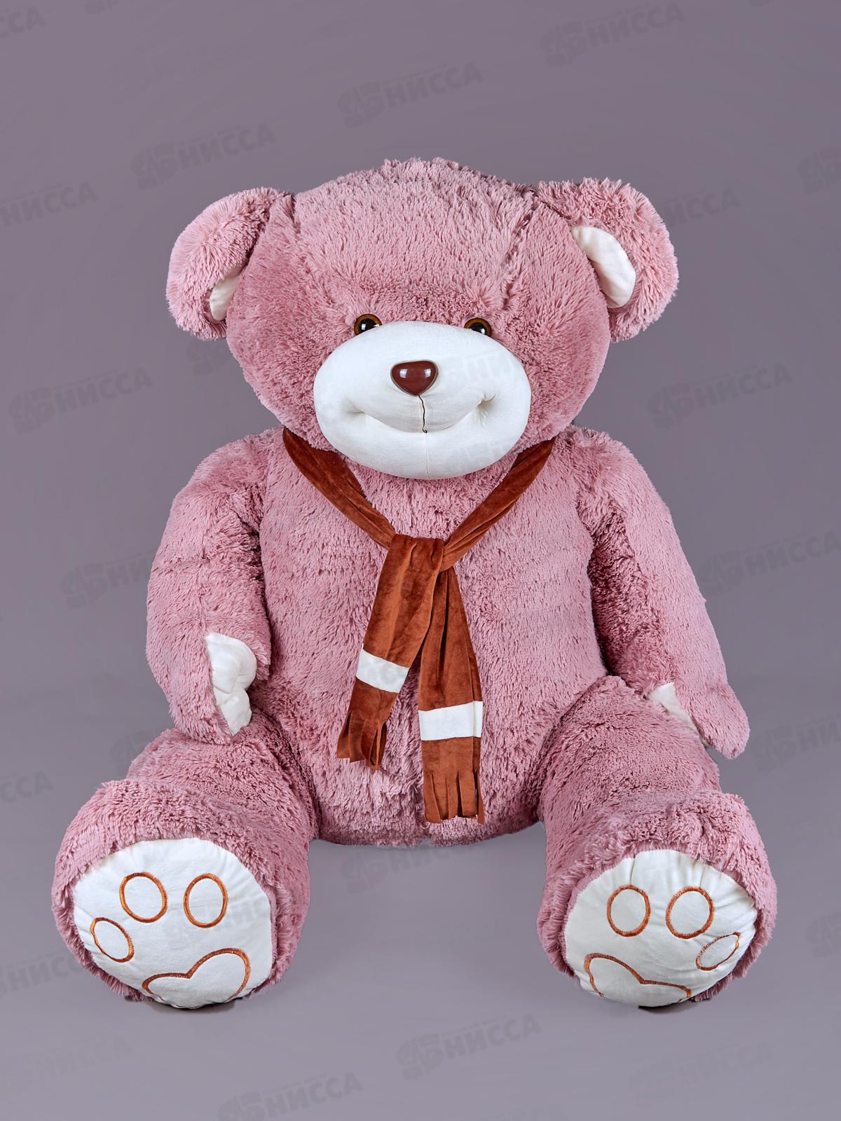 Медведь Самсон 100см, МС-150П цвет-пудровый, с шарфом  Мила