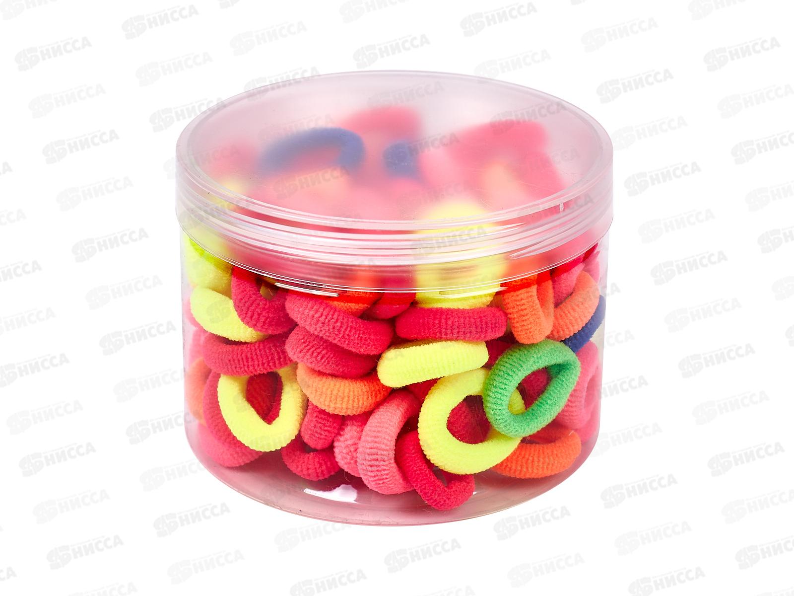 Резинка для волос 20мм цветная в банке №6056 (упаковка 100шт)