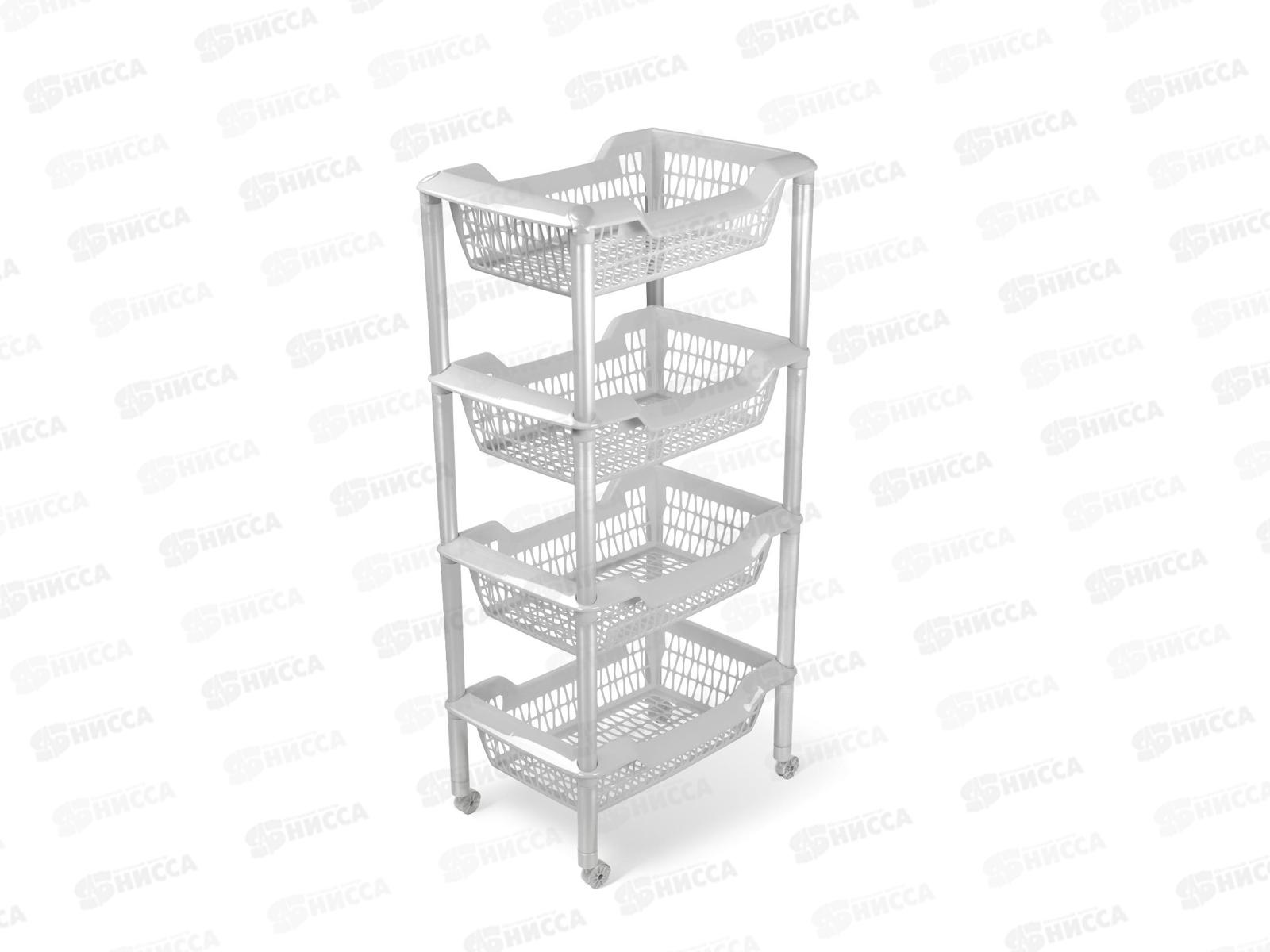 Этажерка универсальная Джета 4 корзины на колесиках С736Сер *4