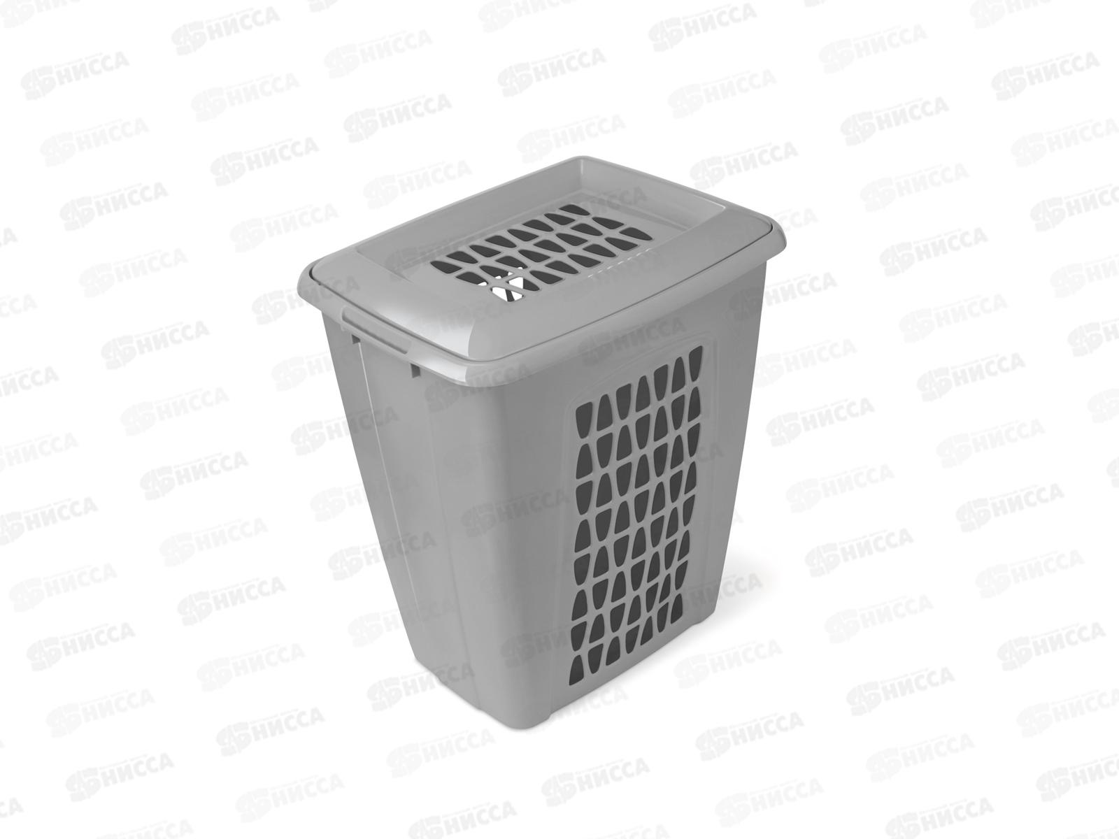 Корзина 45л для белья прямоугольная с крышкой &quotМолетта&quot С701пыльно-серая *5