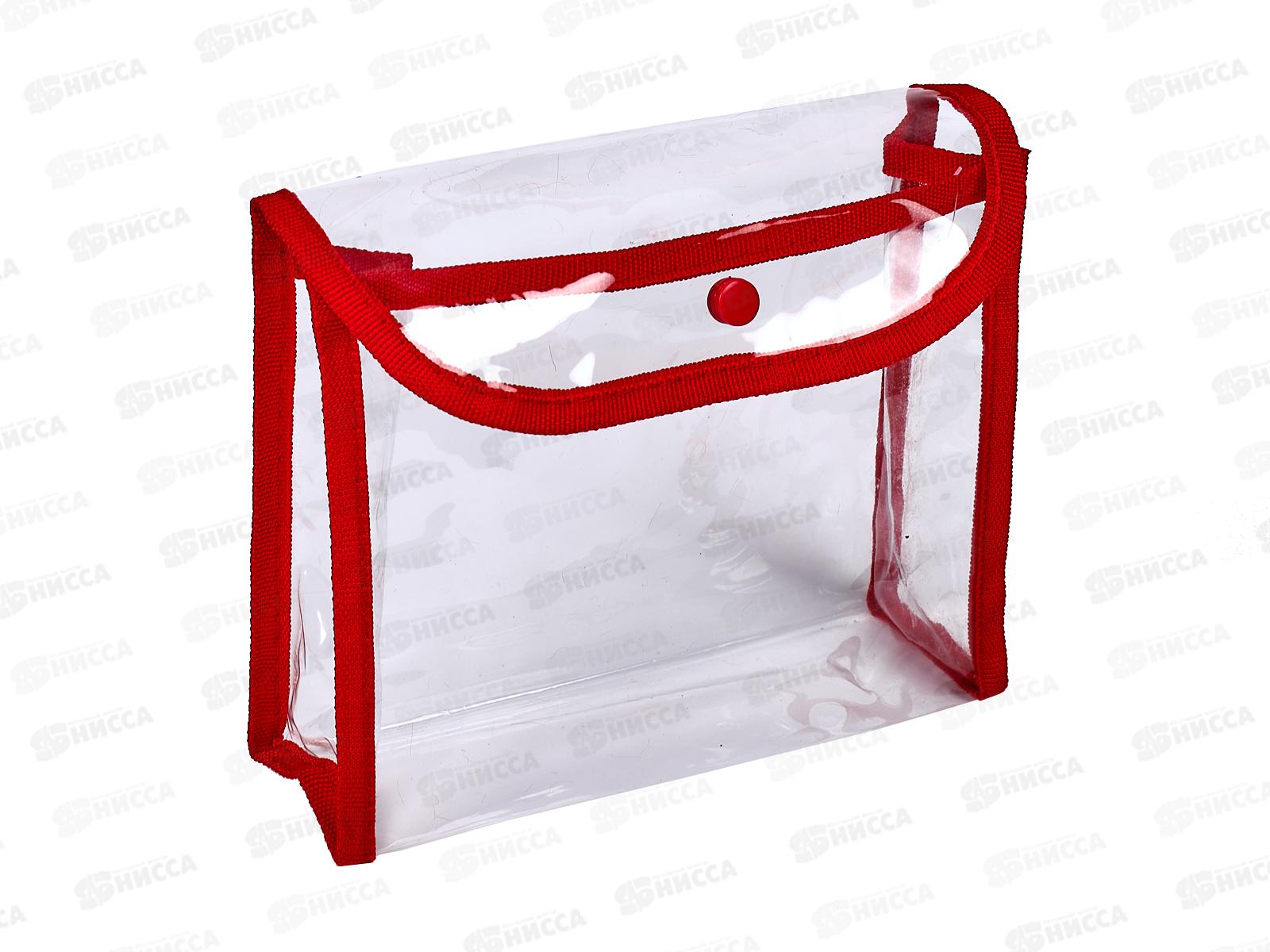 Косметичка женская Прозрачная с красным 19,5*6*15см 117-036