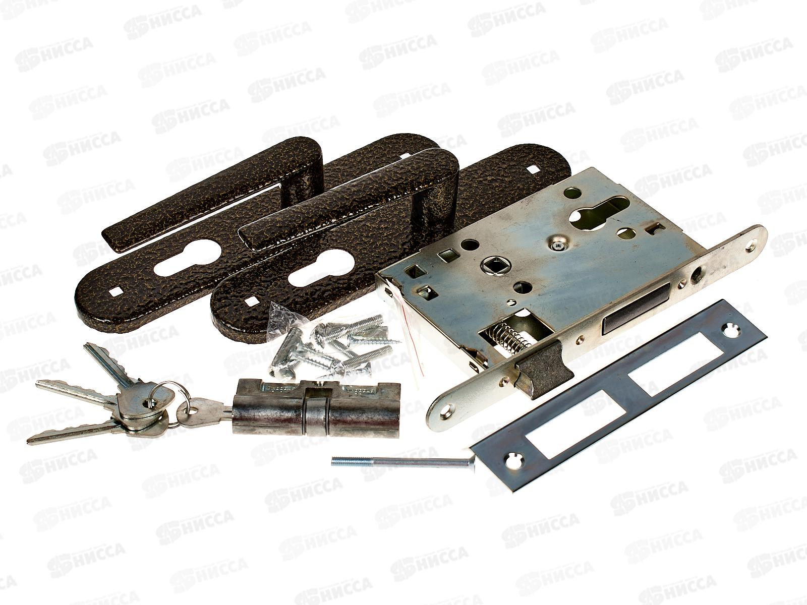 Замок врезной Птимаш ЗВ4-3.08 бронза стяжки с ручкой *10 8 837