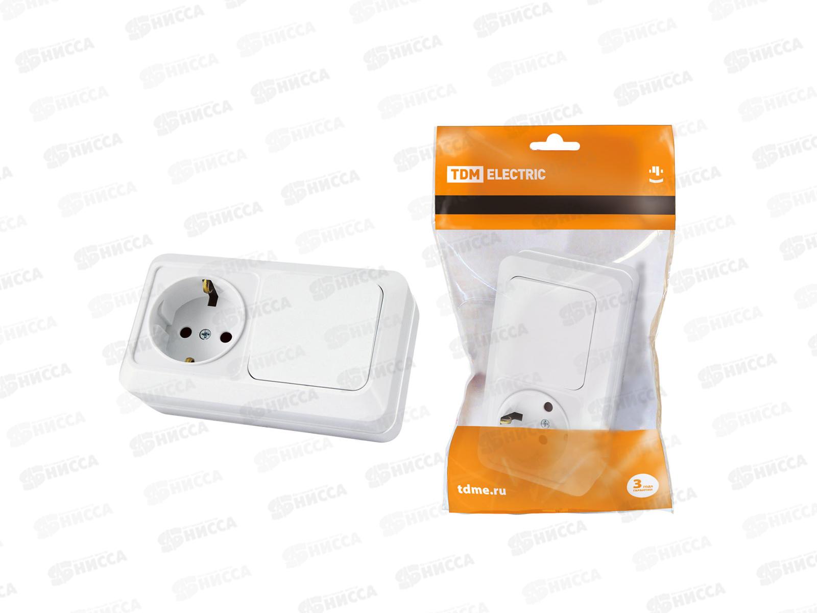 Блок (1выключатель+розетка) TDM 10А+16А БКВР IP20 &quotЛадога&quot, 0101 *5/200