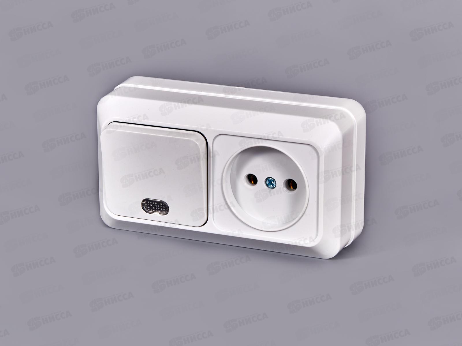 Блок (1выкл с подс.+роз) TDM 10А+16А БКВР IP20 &quotЛадога&quot, 0107 *5/200