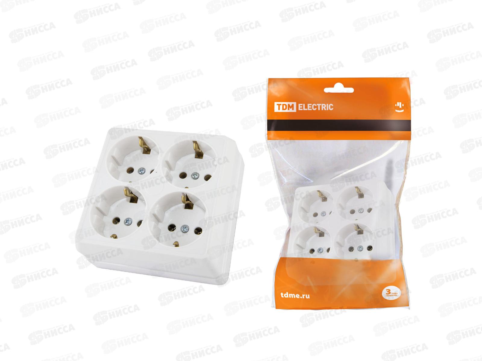 Розетка TDM четырехместная открытой установки, IP20 16А белый &quotЛадога&quot, 0122 *6