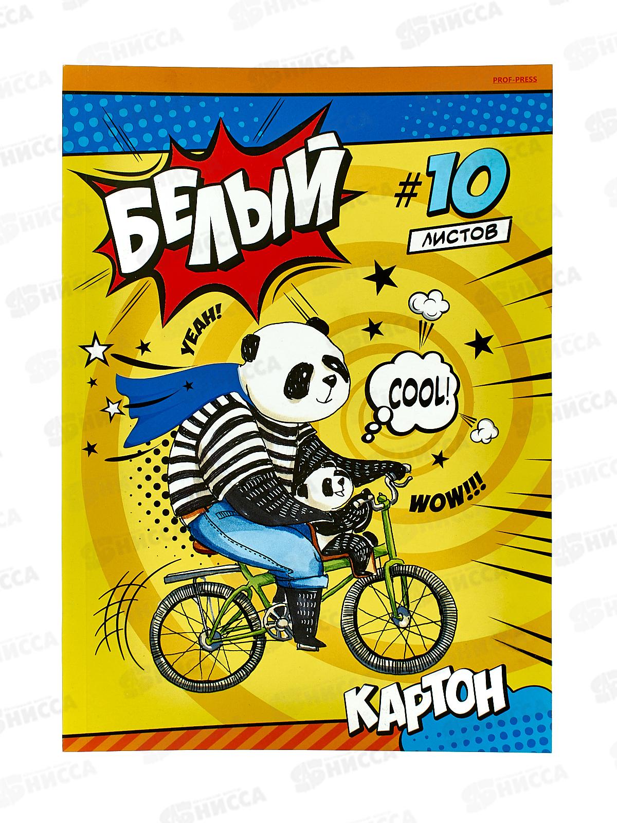 Картон белый А4 ПП 10л Панды на велосипеде, 10-9088 *30