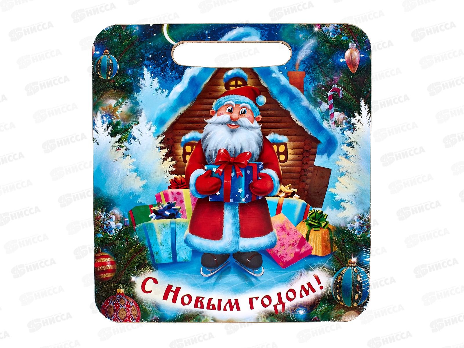 Доска разделочная дерево малая НГ Дед мороз с подарками Л-36 *50