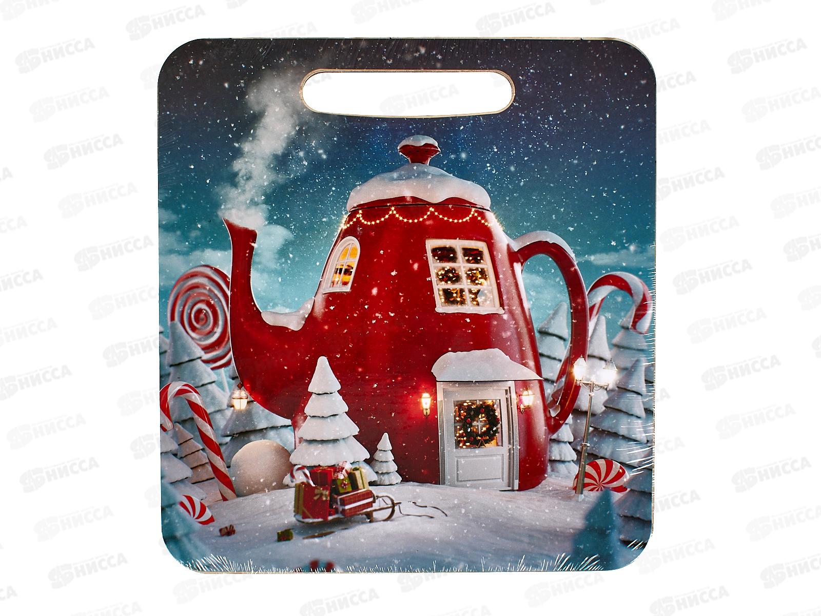 Доска разделочная  дерево малая Новый год Новогодний домик Л-37 *50