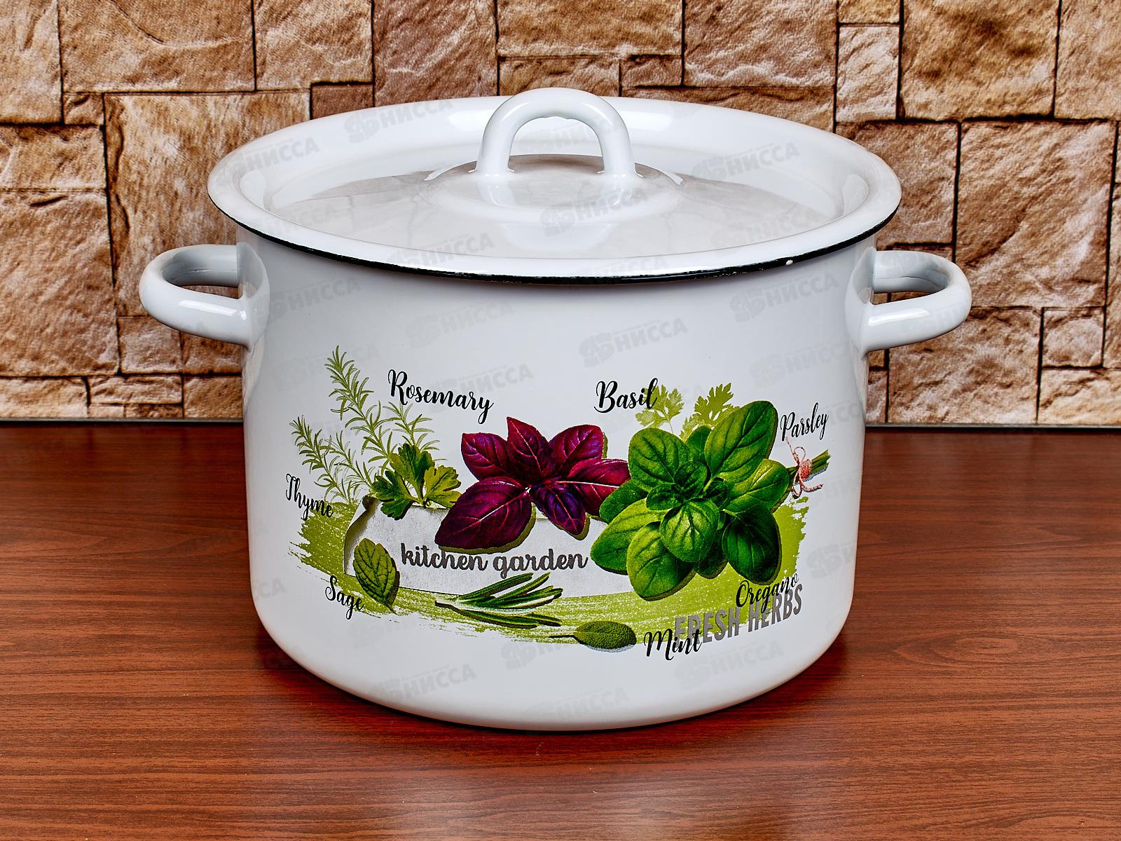 Кастрюля 4,5л эмалированная с рисунком 01-1615/4 Базилик