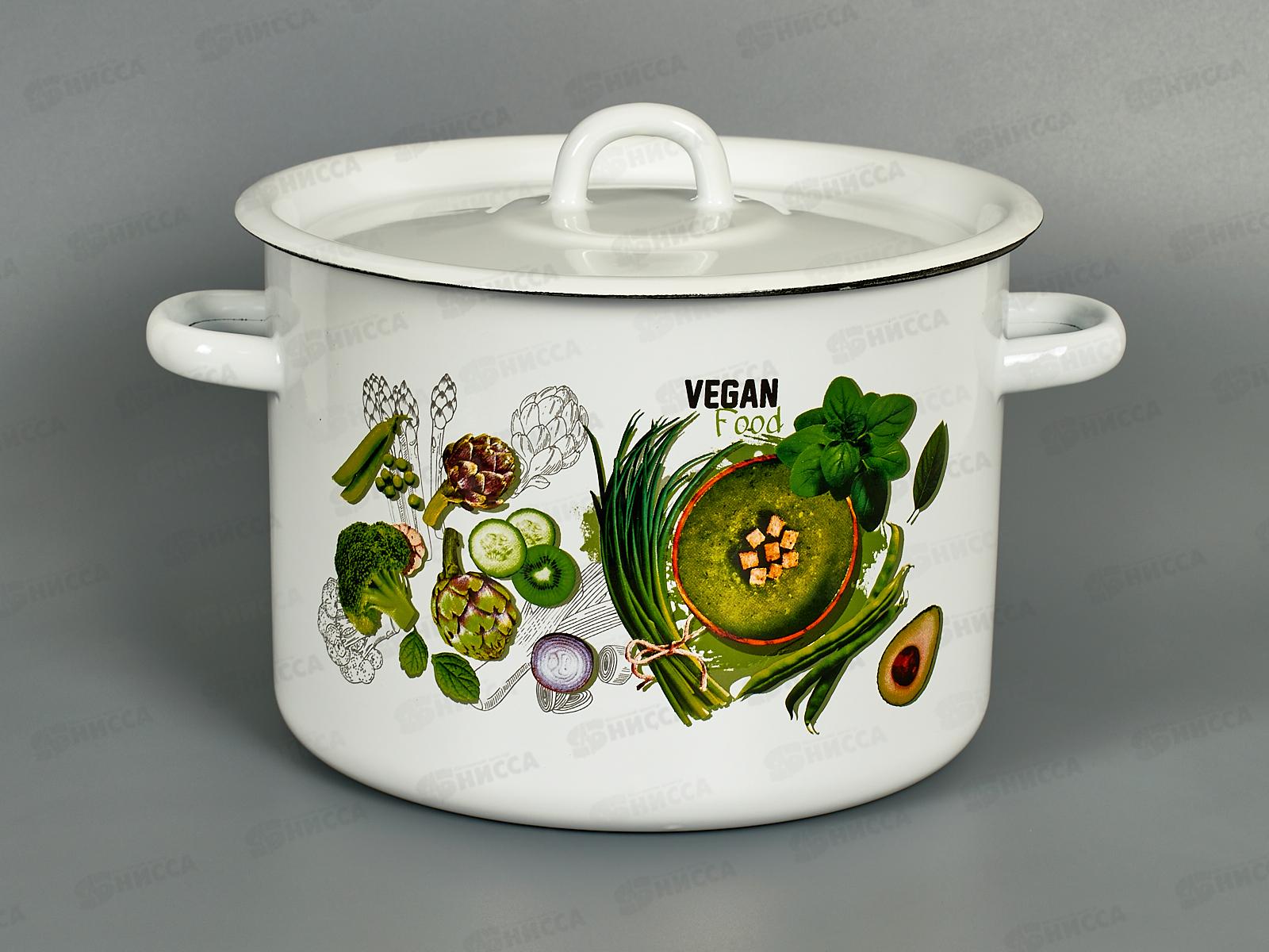 Кастрюля 4,5л эмалированная с рисунком 01-1615/4 Веган