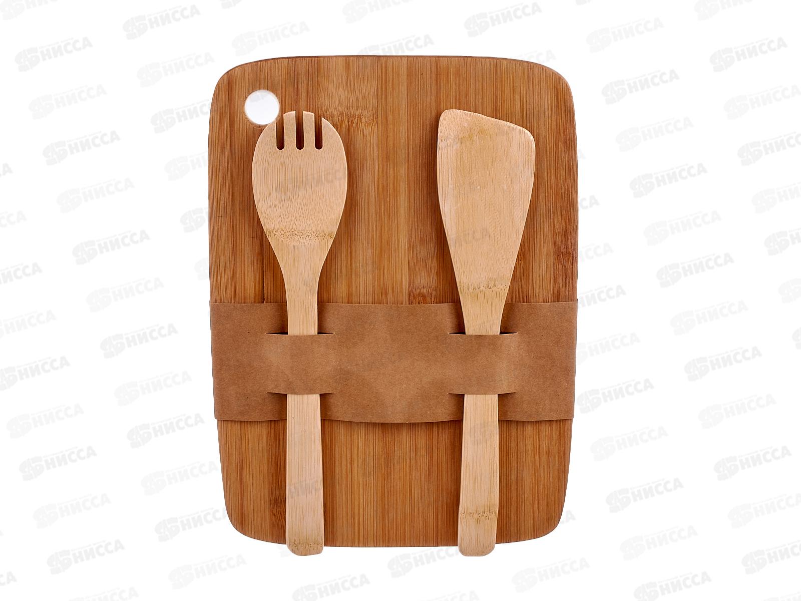 Набор доска 33,3*24*2см+лопатка кулинарная 2шт бамбук КТ-НД-10