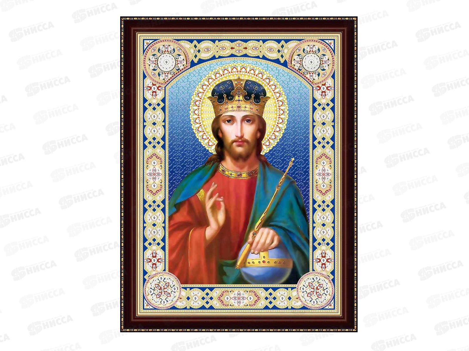 Алмазная мозаика (блестящая) 30х40см Икона Господь Вседержитель №2, ВН061 с подрамником