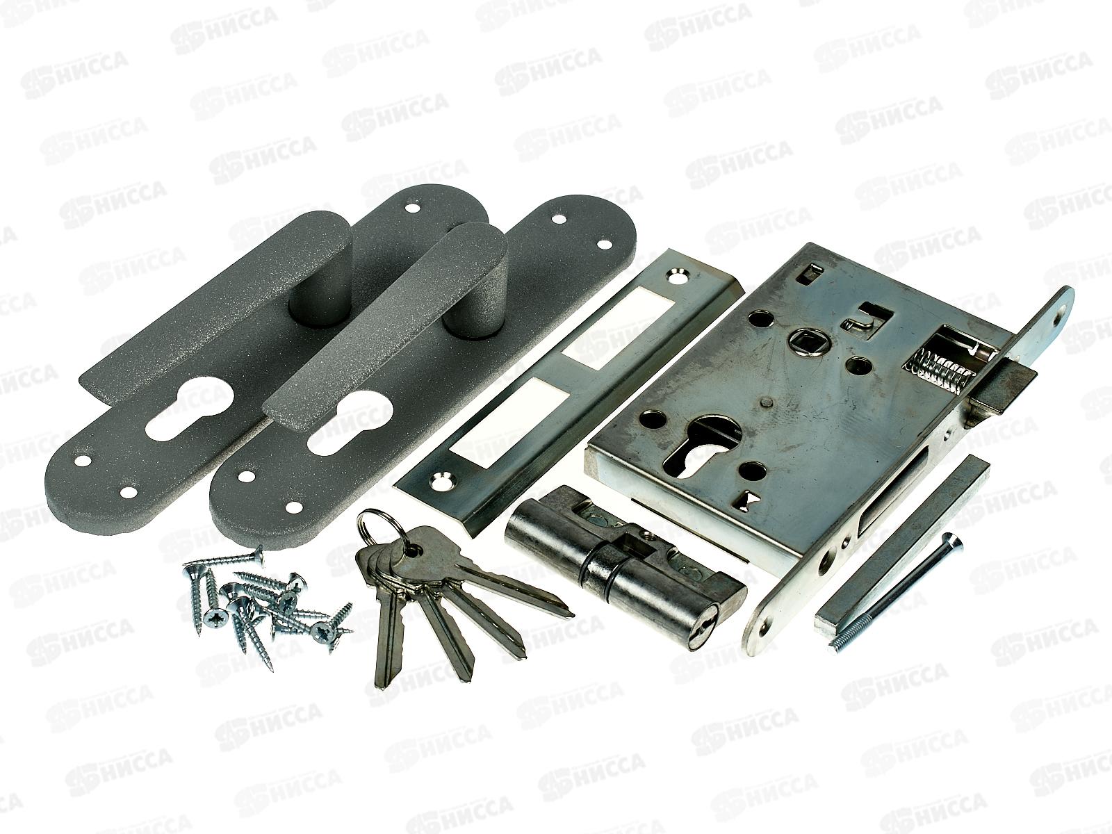 Замок врезной Птимаш ЗВ4-3.08 хром шуруп с ручкой *10 519