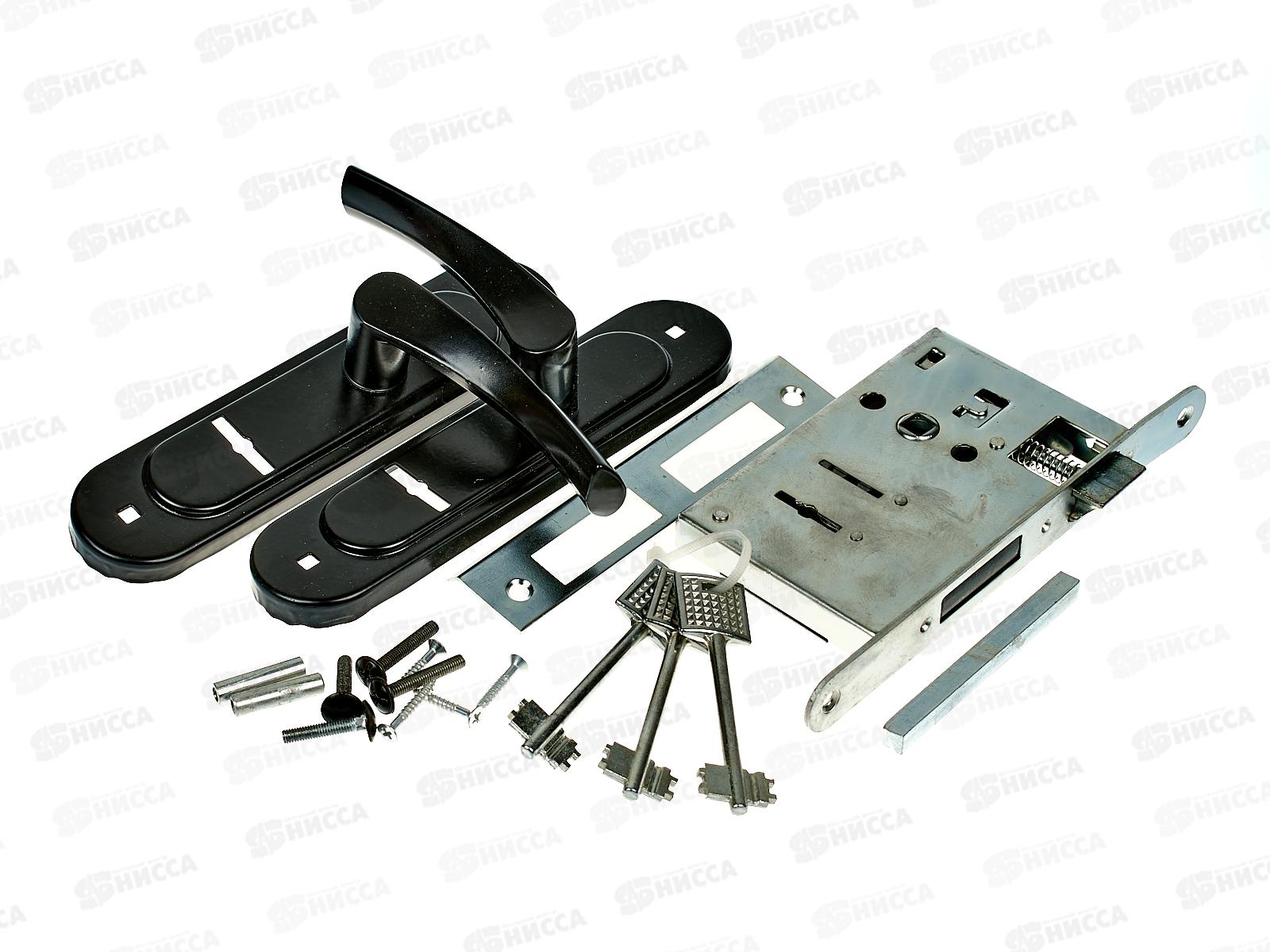 Замок врезной Птимаш ЗВ9-4.07 с пружиной черный с ручкой *10 363