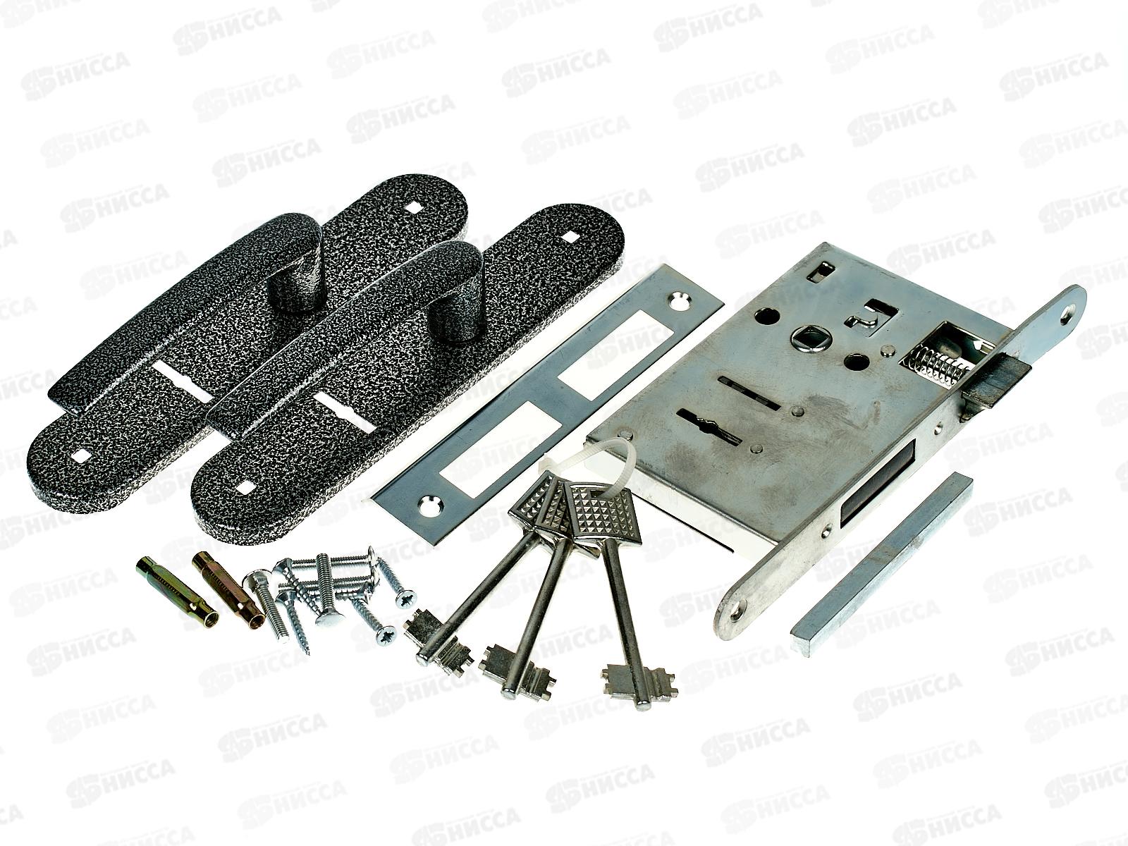 Замок врезной Птимаш ЗВ9-4.08 серебро с ручкой *10 730