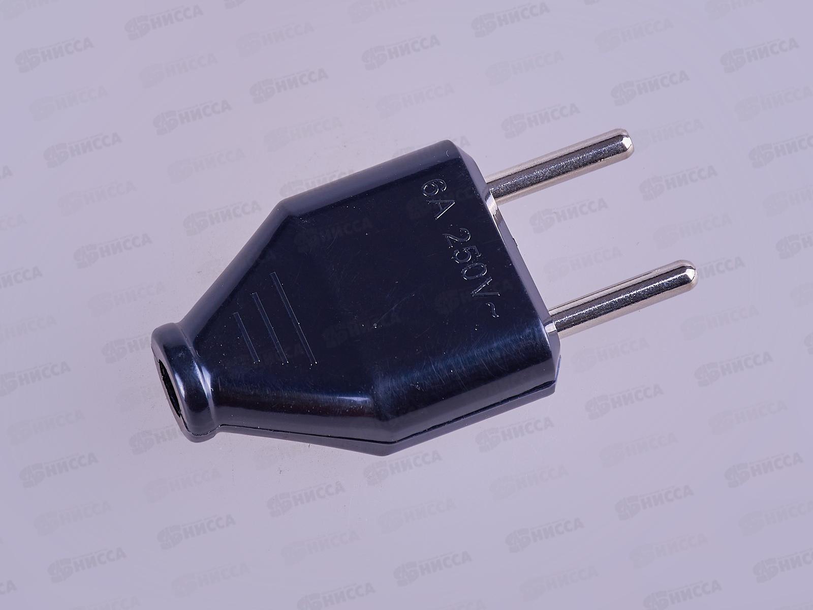 Вилка штепсельная ПРОГРЕСС MINI прямая, б/з черная *50/1000