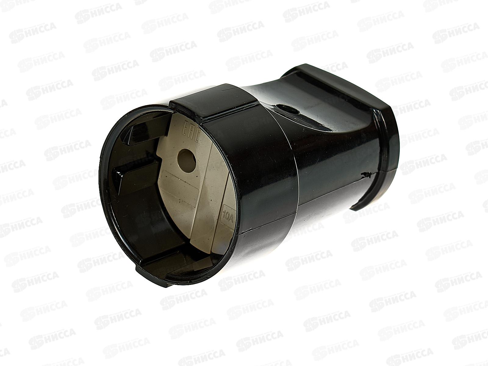 Гнездо штепсельное Прогресс без заземления, черное *20/240