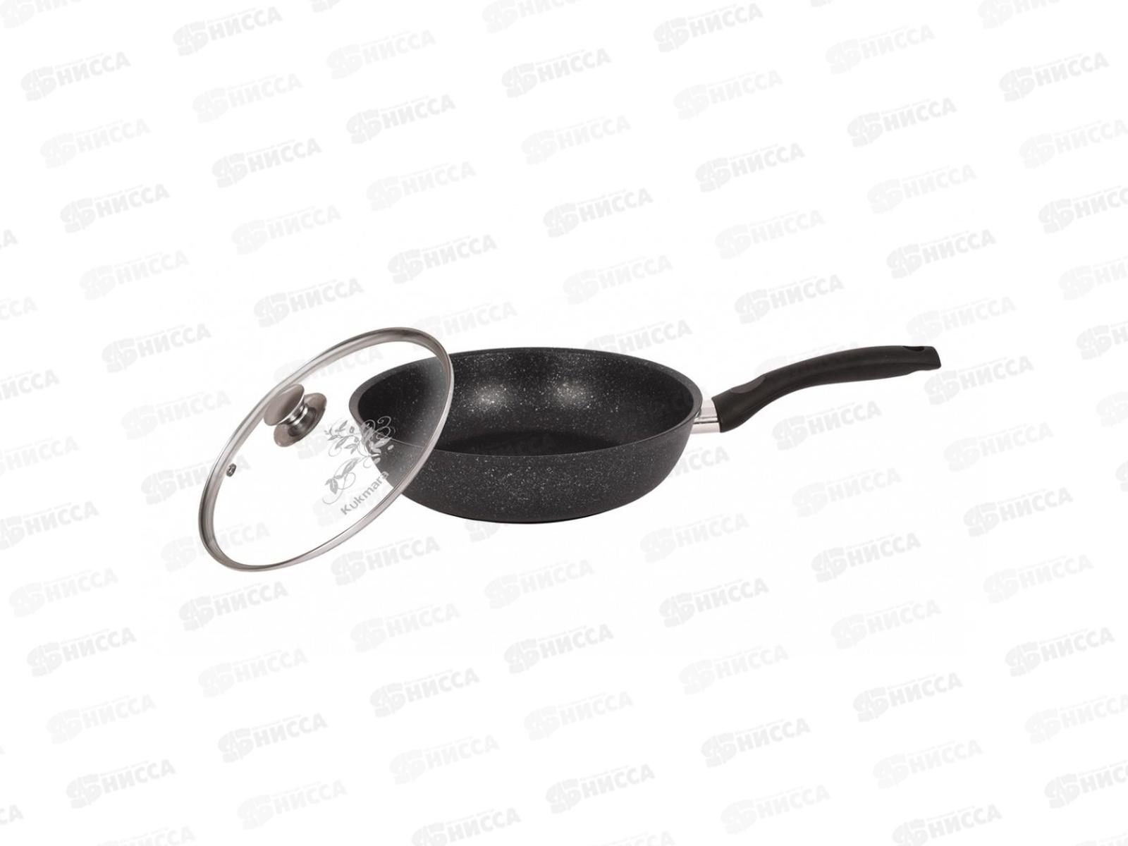 Сковорода 260/60мм с ручкой и крышкой антипригарное покрытие(темный мрамор) смт26603а *4