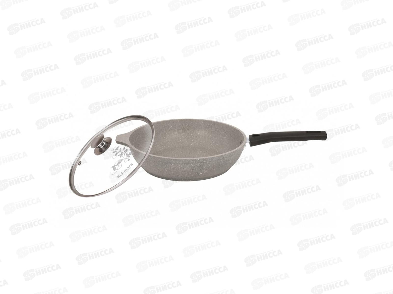 Сковорода 260/60мм с руч и крышкой АП(светлый мрамор) смс26604а