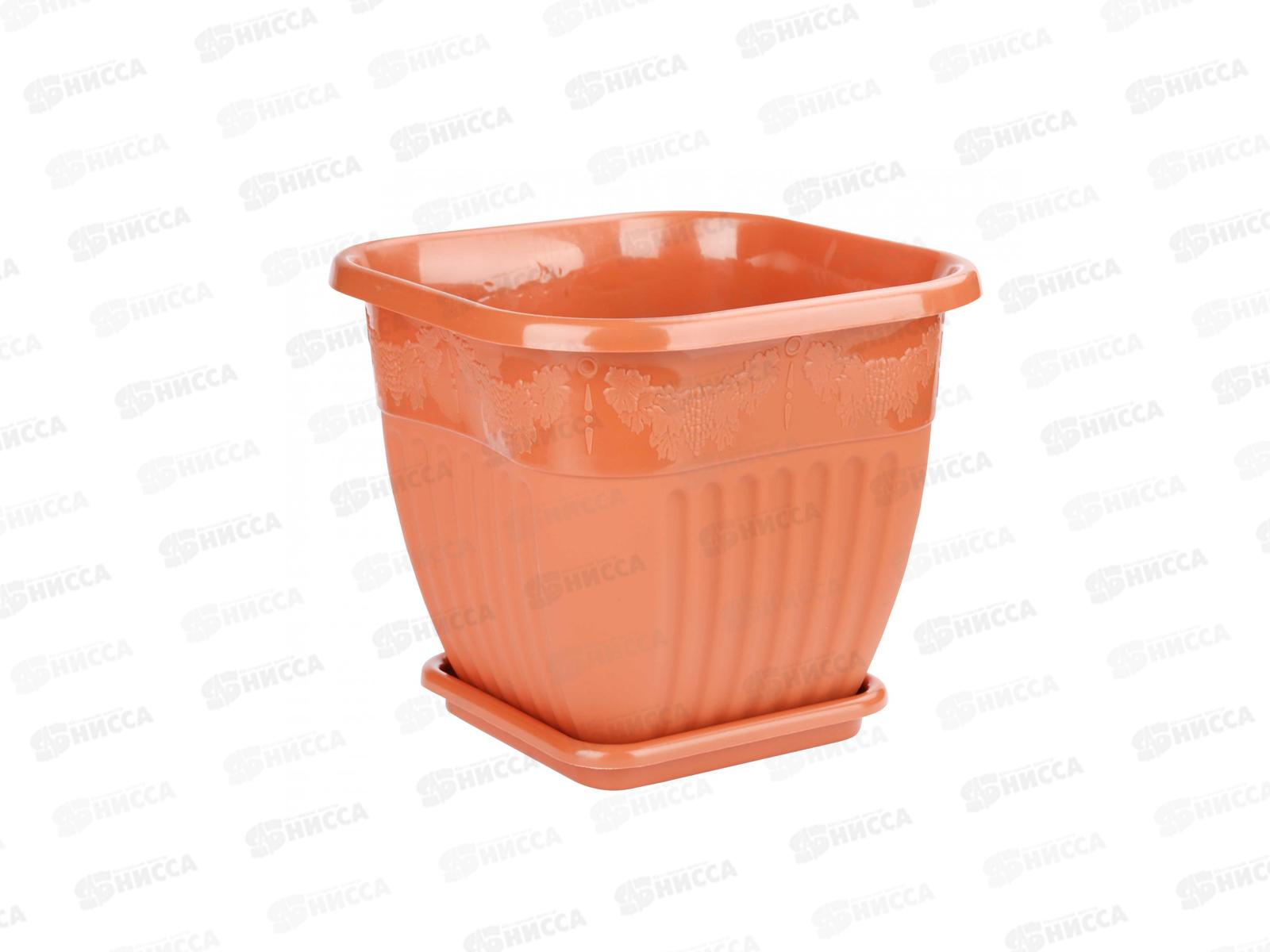 Горшок-Кашпо Лозанна 5л с поддоном квадратный (коричневый) *20 М7415