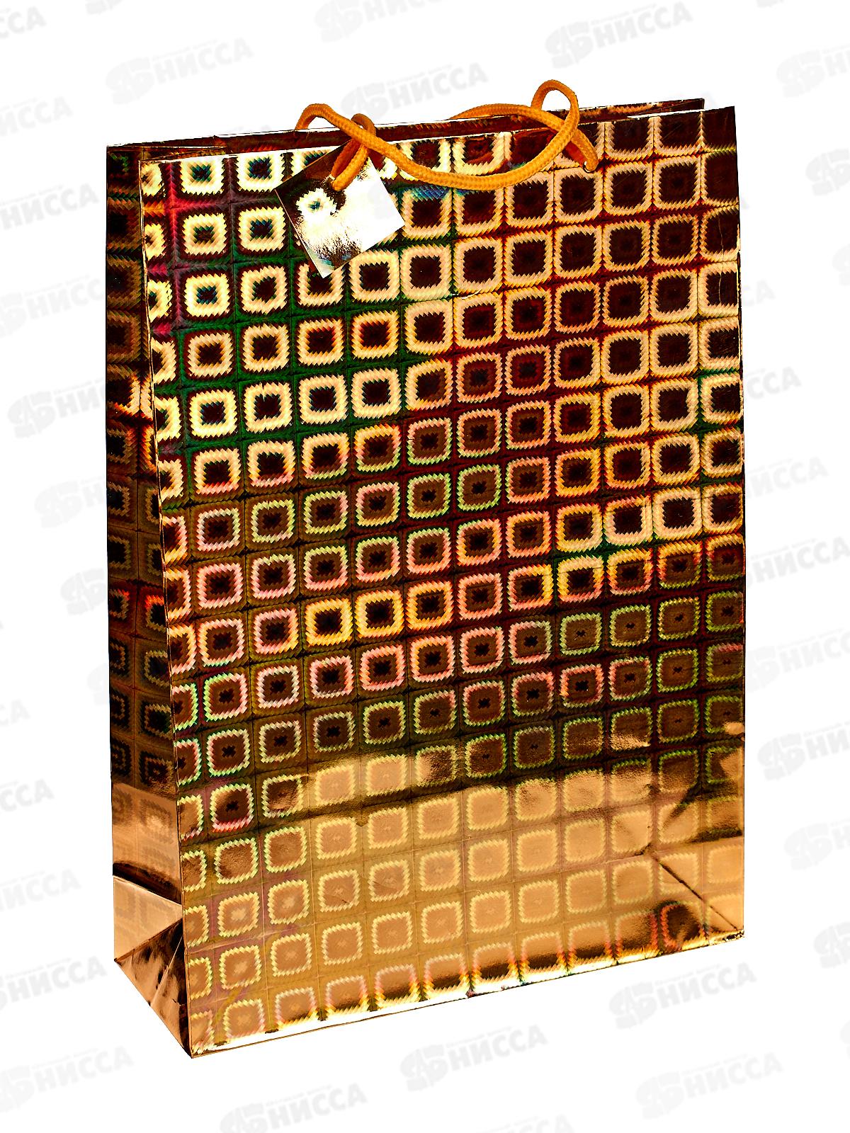 Пакет подарочный бумажный 28*39*10 см, гологр., крупный рисунок, в асс MC-1433 *20