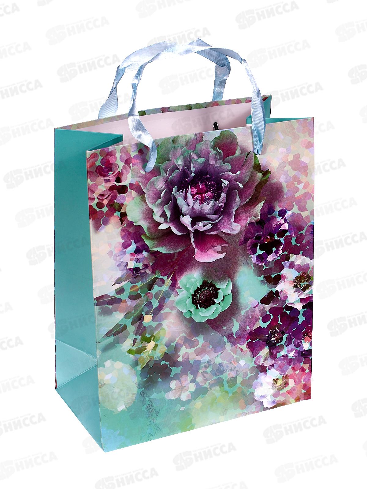 Пакет подарочный бумажный, 18*23*10см, Цветы Акварель, асс.МС-5644 *20