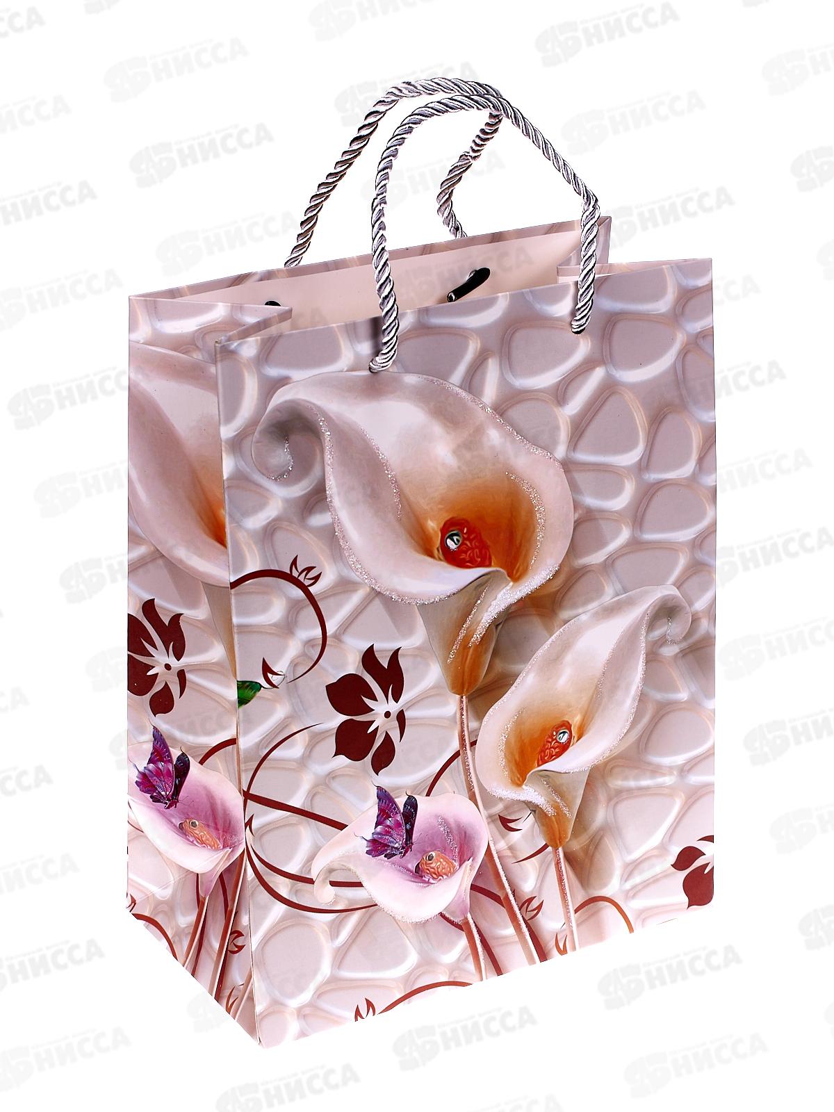 Пакет подарочный бумажный, 18*23*10см, Цветы, асс. МС-5618 *20