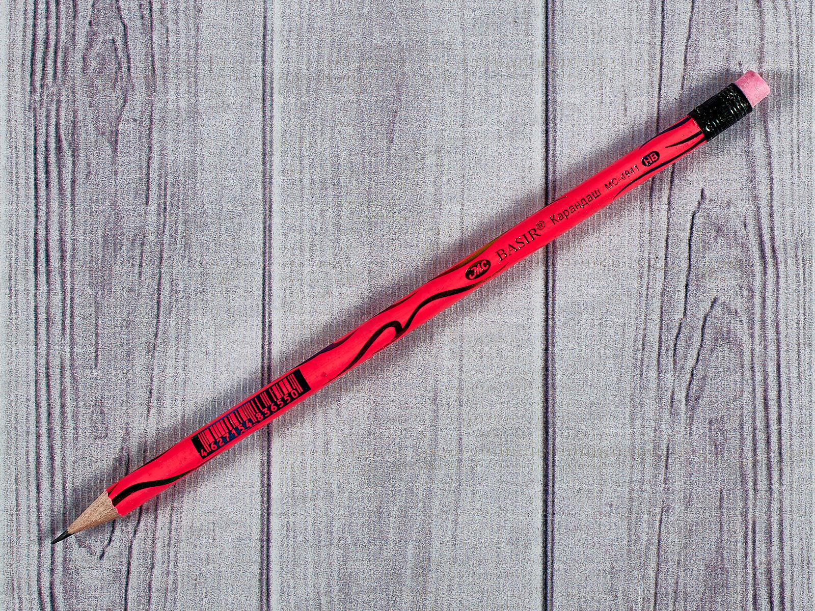 Карандаш чернографитный с ластиком BASIR цветной с голографич.рис. MC-4941 *12/144