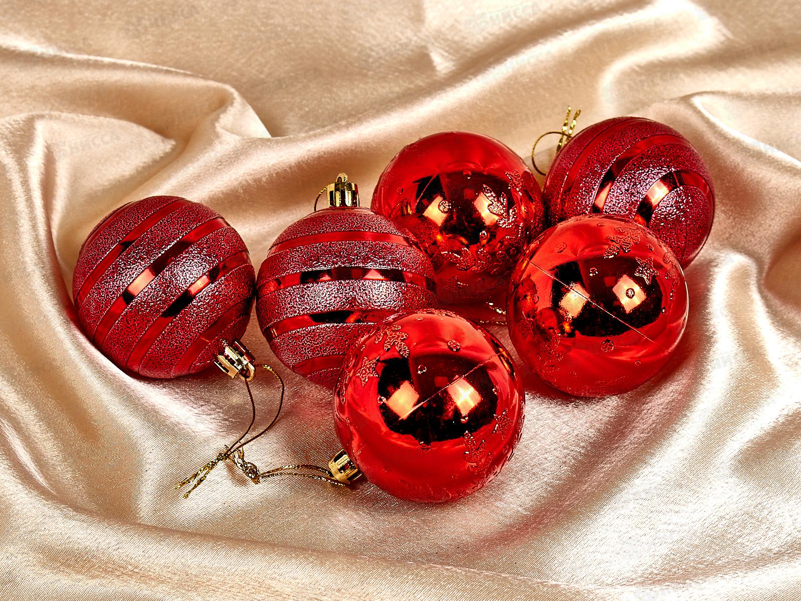 Набор шаров 6шт, 6см &quotСнежные тропинки&quot красный 6536806