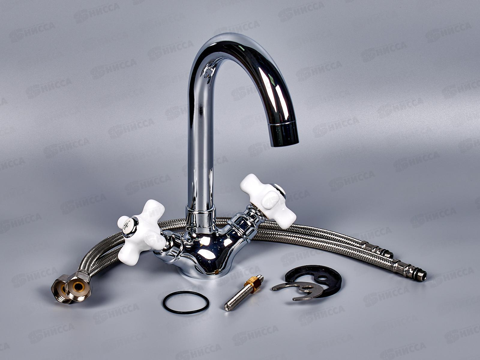 Смеситель для раковины с керамической ручкой, хром, MN1218