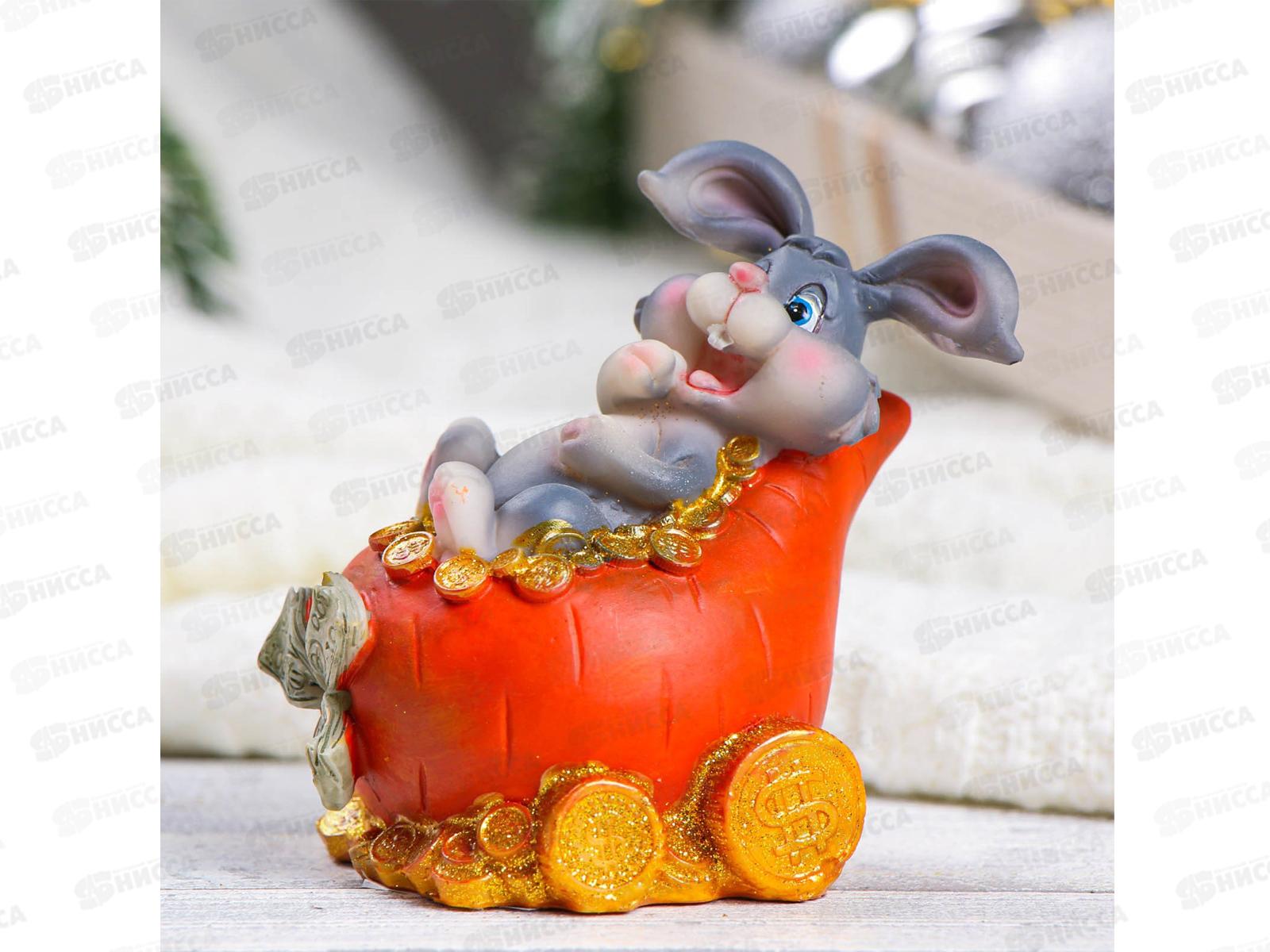 Копилка  &quotЗайка катается&quot серый 11*9*10см 7916090