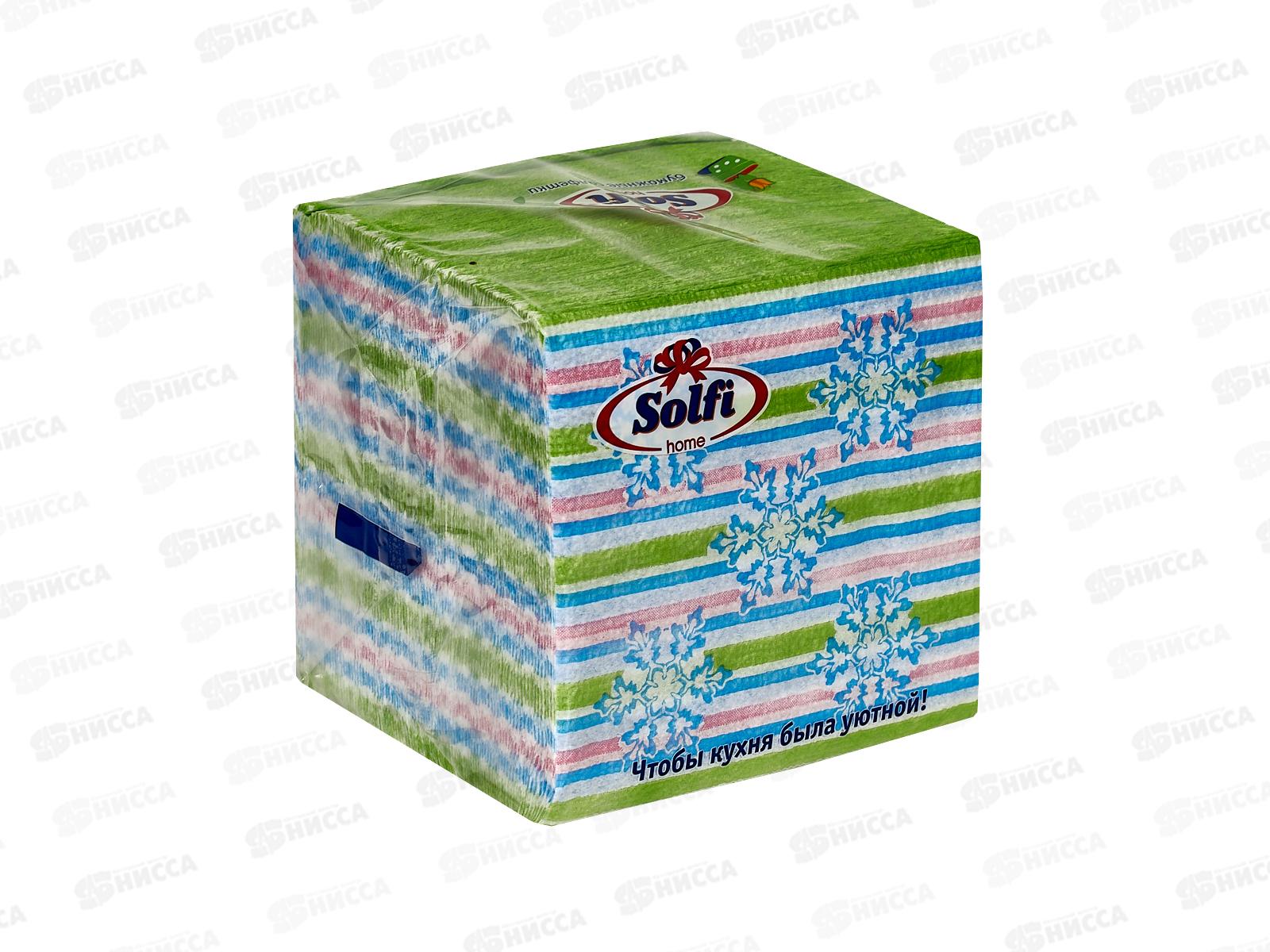 Салфетки СОЛФИ 100л с новогодним рисунком  Снежинки *48