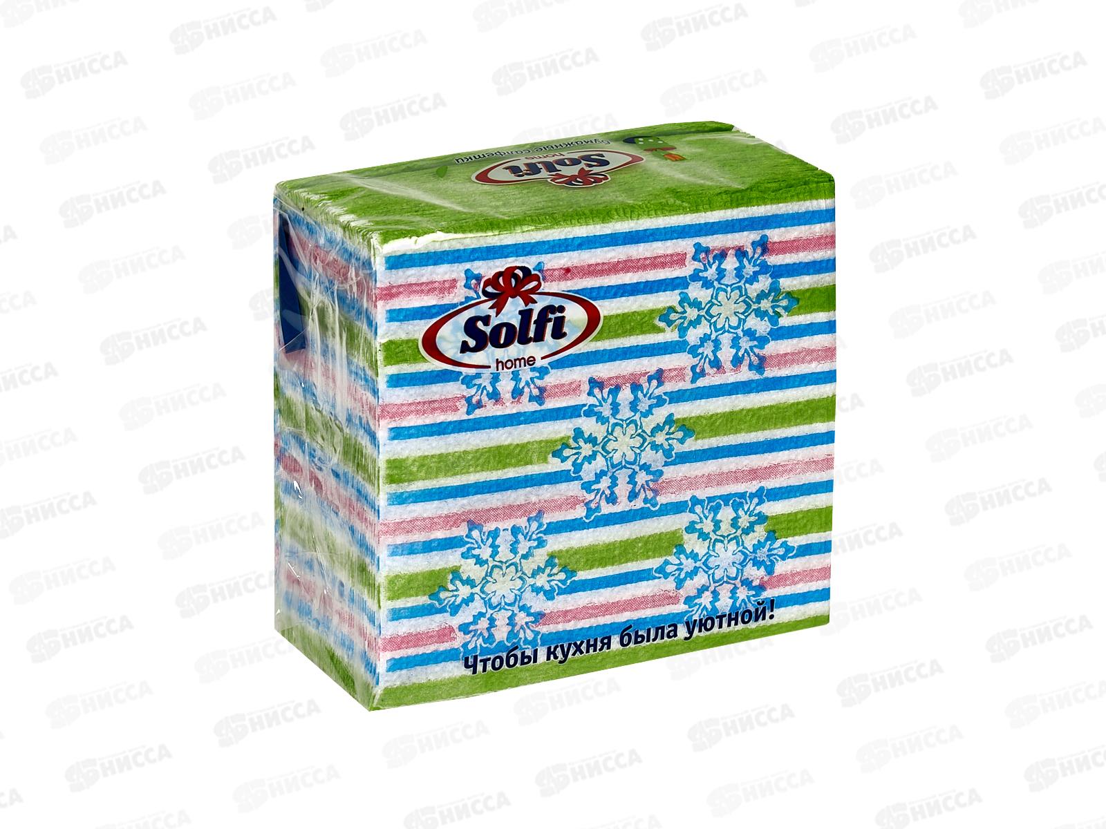 Салфетки СОЛФИ 50л с новогодним рисунком Снежинки  *88