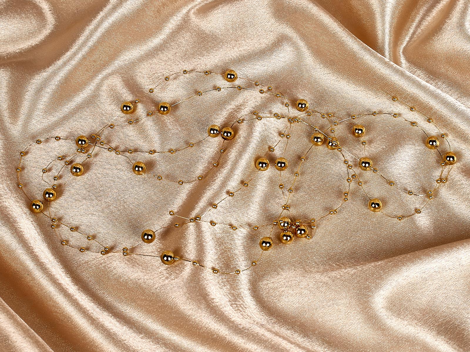 Бусы на елку 2м Роса 7,5мм Золото 201-0448