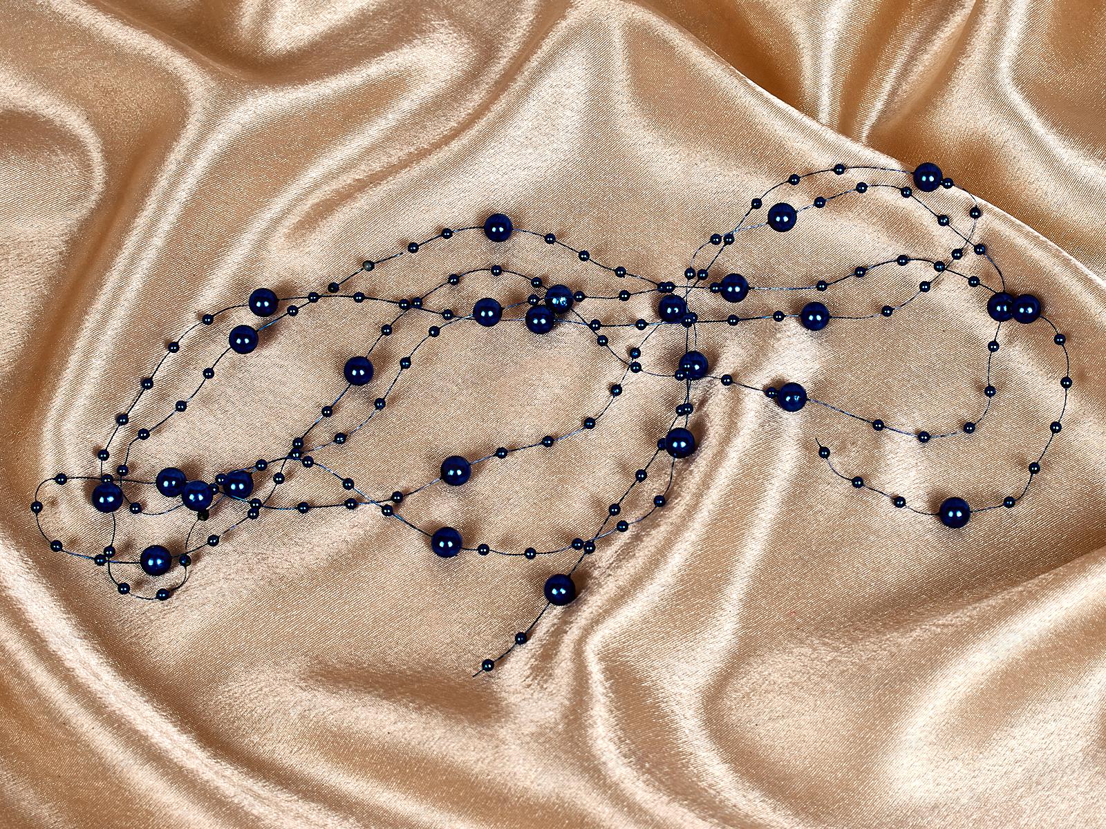 Бусы на елку 2м Роса 7,5мм Сапфир 556-288