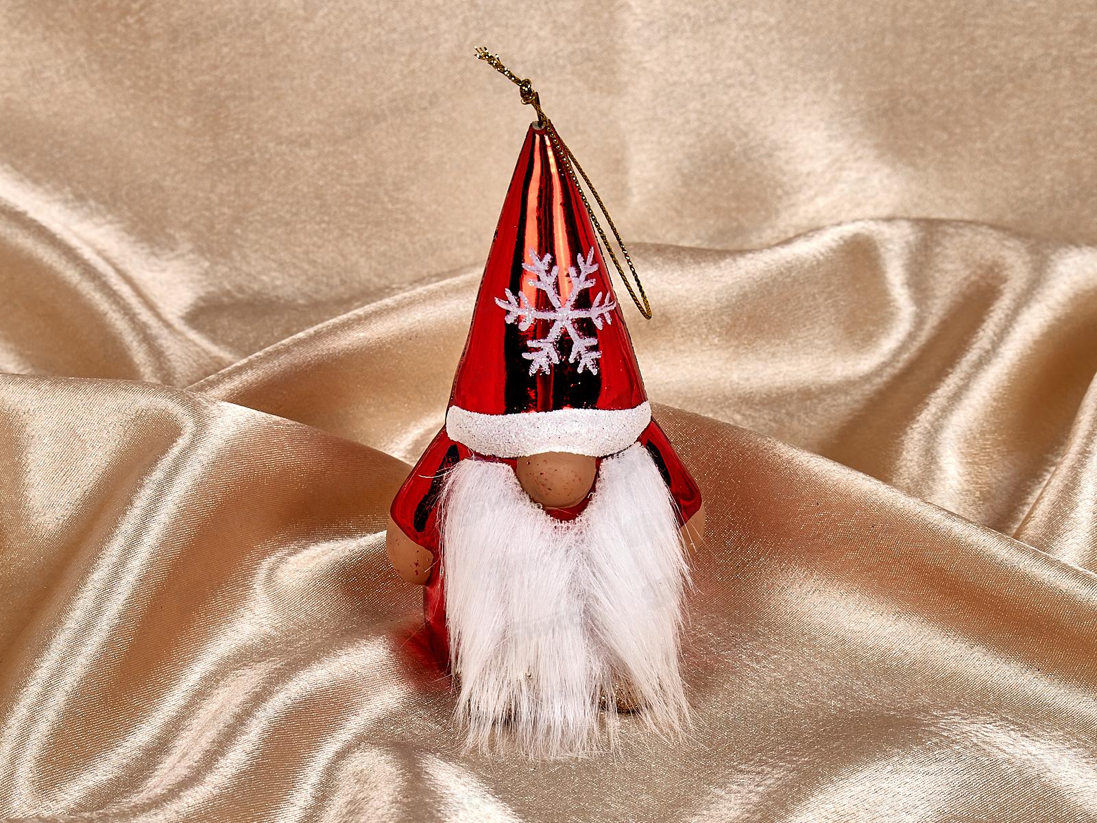 Елочная игрушка Веселый лесовичек 6,5*13см красный 916-0705