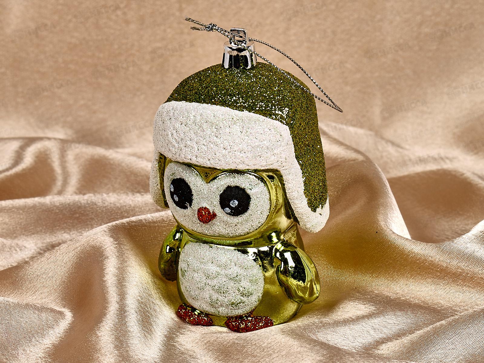 Елочное украшение Новогодний пингвин 7*11см зеленый 916-0697