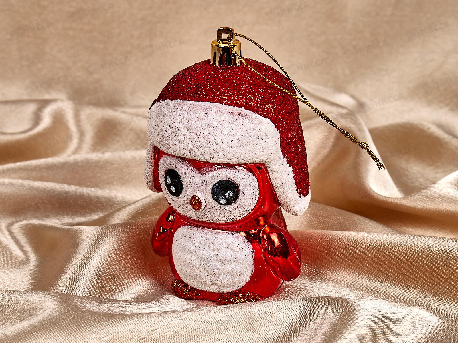 Елочное украшение Новогодний пингвин 7*11см красный 916-0693