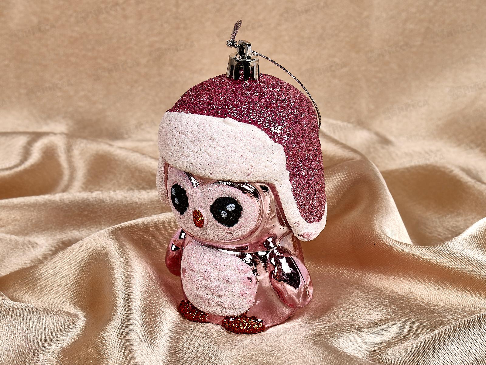 Елочное украшение Новогодний пингвин 7*11см розовый 916-0695