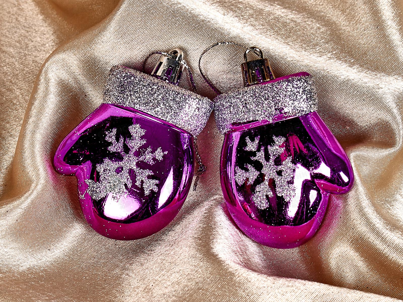 Набор елочных украшений 2шт Волшебные варежки 6см фиолет 201-2106