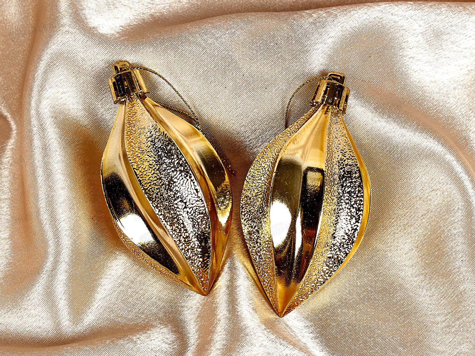 Набор елочных украшений 2шт Таинственное очарование 8см капля золото 916-900