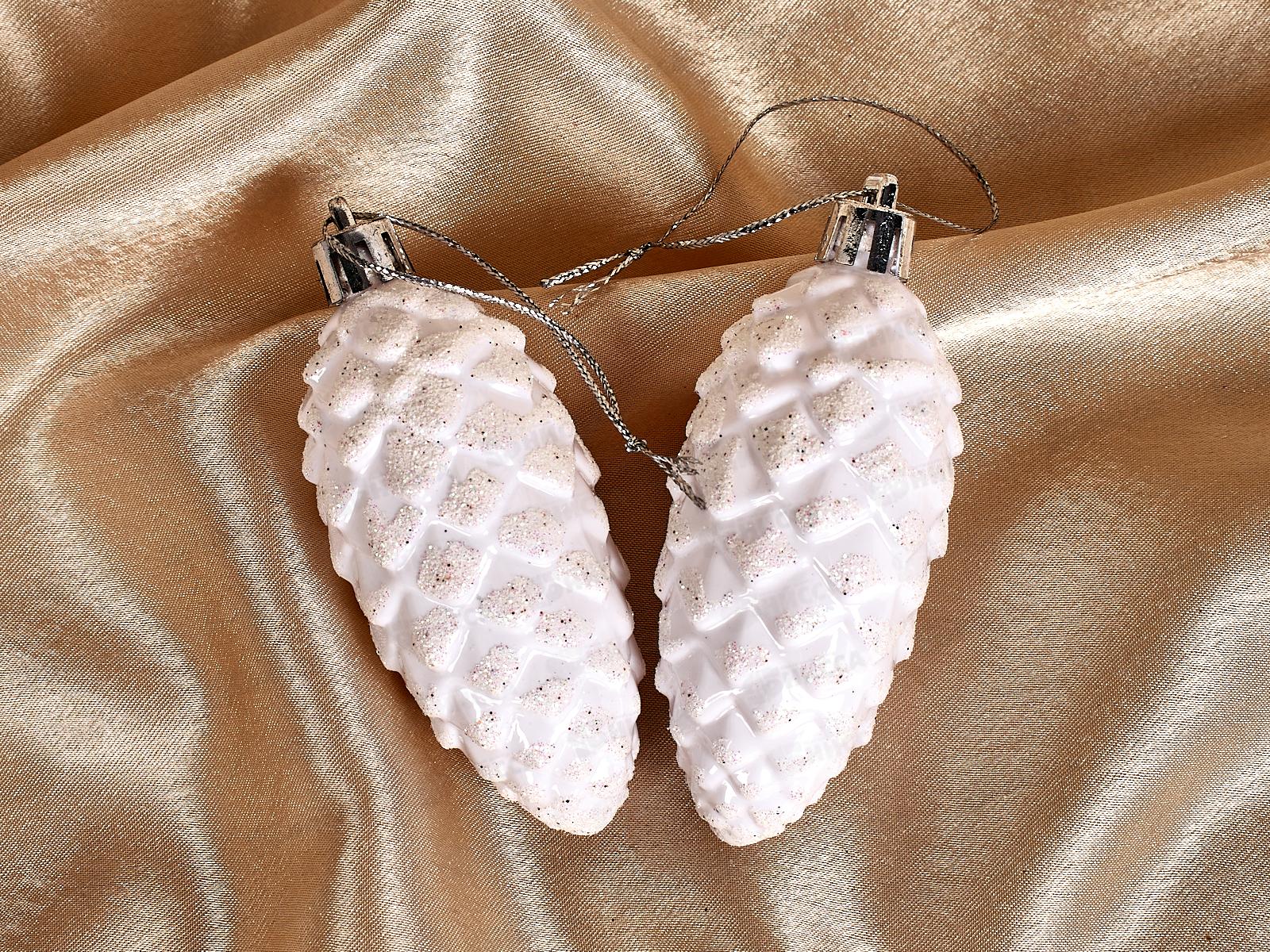 Набор елочных украшений 2шт Таинственное очарование 9см шишки белый 916-0419