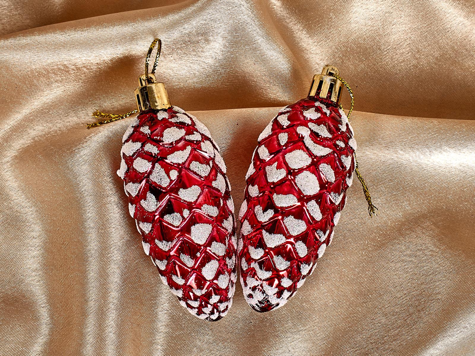 Набор елочных украшений 2шт Таинственное очарование 9см шишки темный рубин 916-879