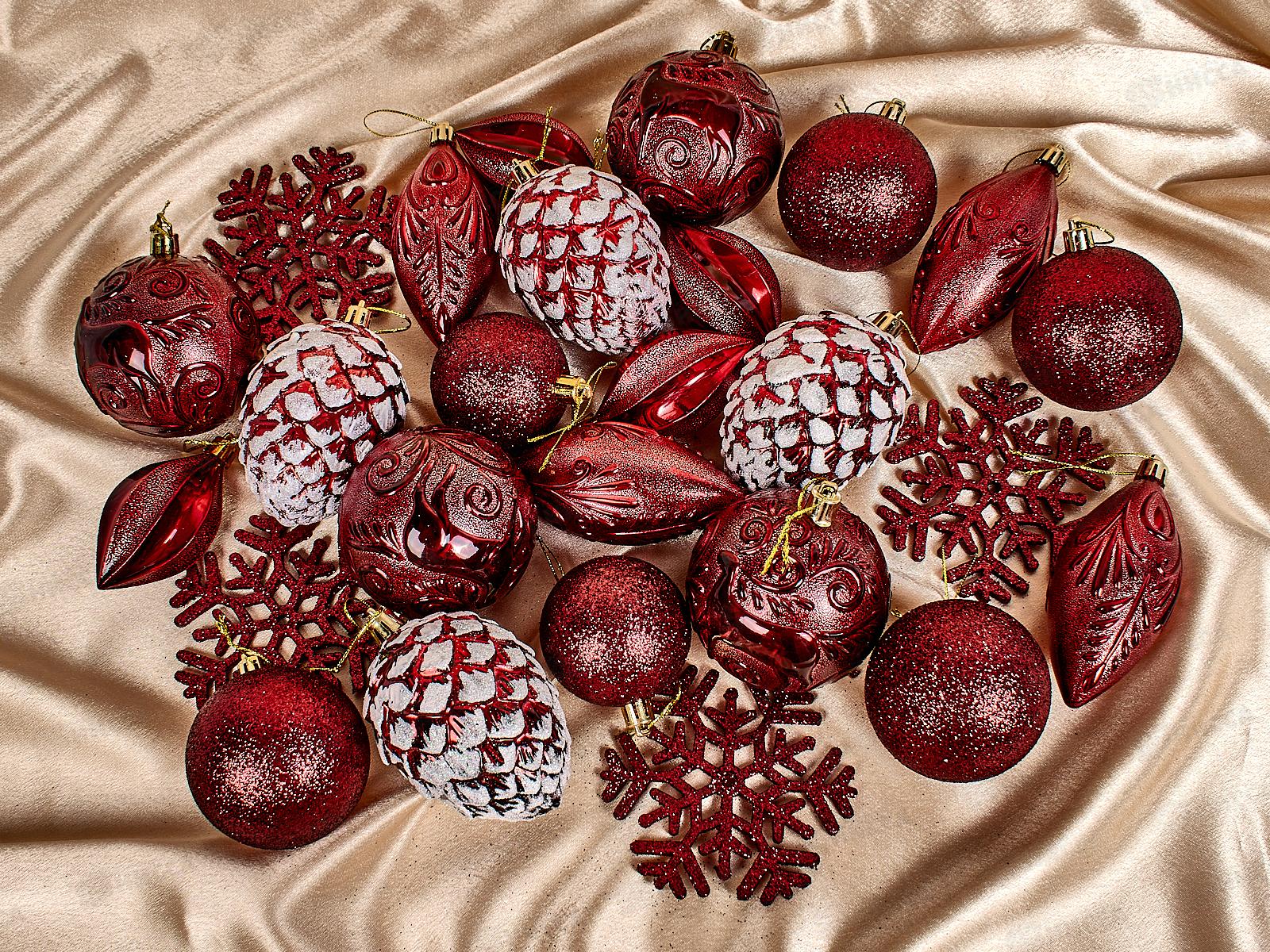 Набор елочных украшений 26шт Рождество темный рубин 201-1252