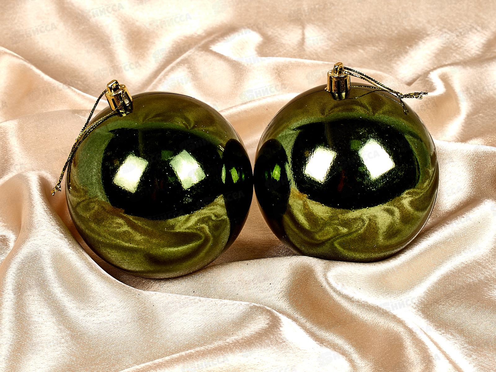 Набор елочных шаров 2шт &quotГлянец&quot 10см изумруд 201-1440