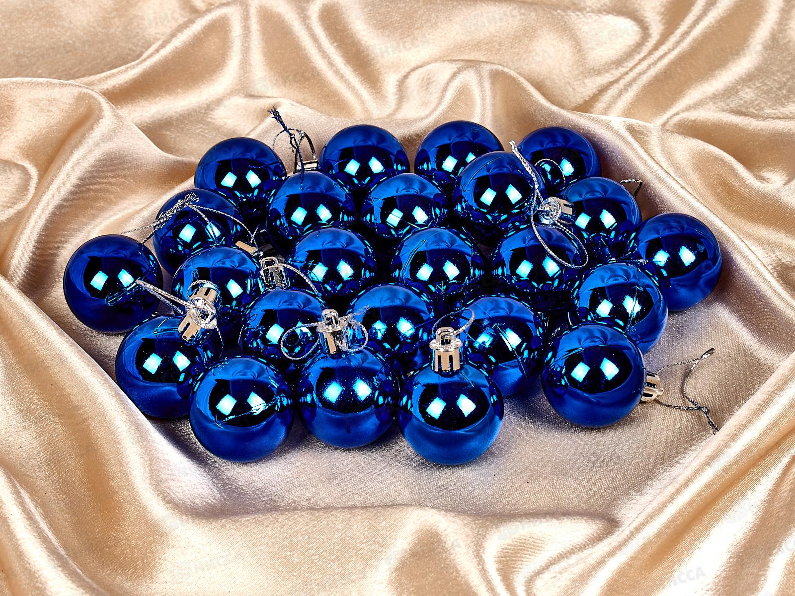 Набор елочных шаров 24шт &quotГлянец&quot 4см синий 201-0622